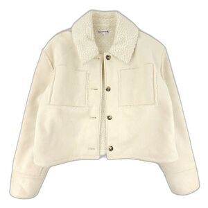 NEW Reformation Arlington Sherpa Jacket Cream Elevated Western Boho Clean Girl